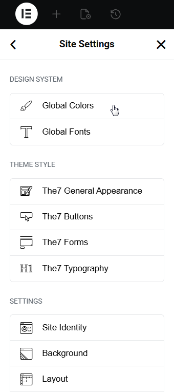 Fig. 2. Elementor Typography colors.