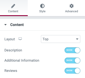 Fig. 3.1. Content tab options.