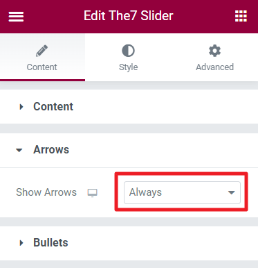 Fig. 2.7. Arrows and Bullets settings.