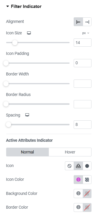 Fig. 5. Filter Indicator Styling.