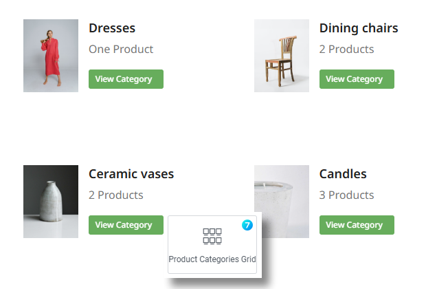 Fig. 1. Products Categories Grid widget.